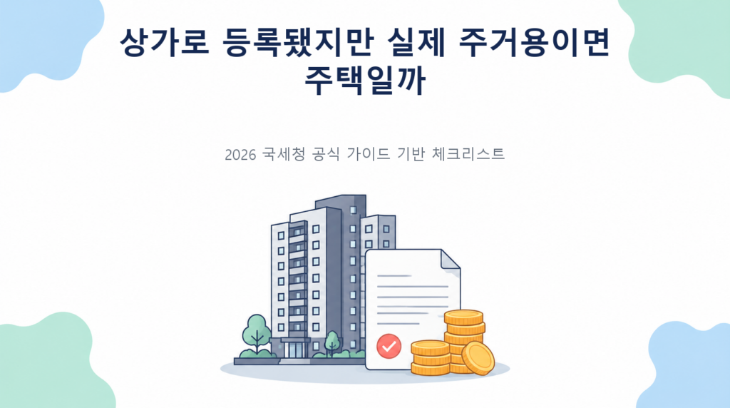 상가로 등록됐지만 실제 주거용이면 주택일까—양도세 용도 판정의 핵심 판단 기준과 준비서류 안내