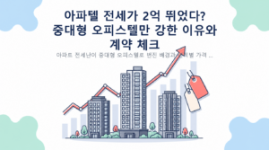 아파텔 전세가 2억 뛰었다? 중대형 오피스텔만 강한 이유와 계약 체크 핵심 내용 안내