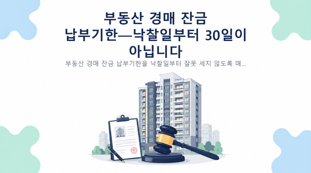 부동산 경매 잔금 납부기한—낙찰일부터 30일이 아닙니다 핵심 내용 안내