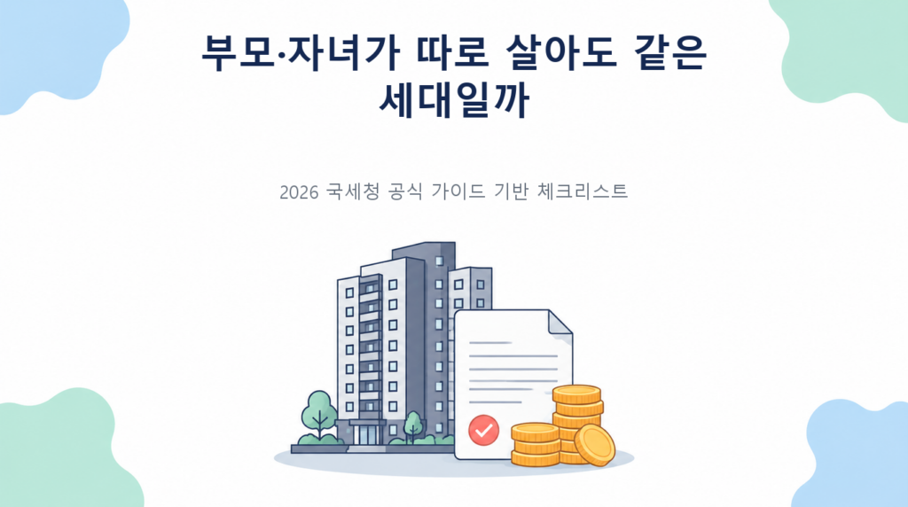 부모·자녀가 따로 살아도 같은 세대일까—1세대 1주택 판정법의 핵심 판단 기준과 준비서류 안내