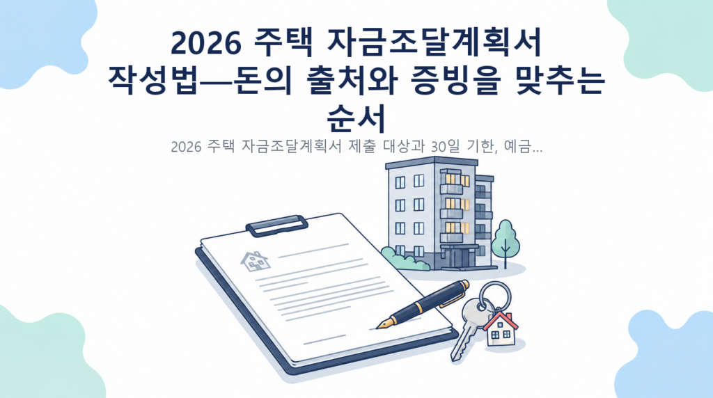 2026 주택 자금조달계획서 작성법—돈의 출처와 증빙을 맞추는 순서 핵심 내용 안내