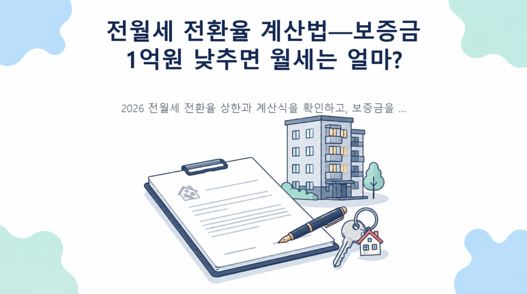 전월세 전환율 계산법—보증금 1억원 낮추면 월세는 얼마? 핵심 내용 안내