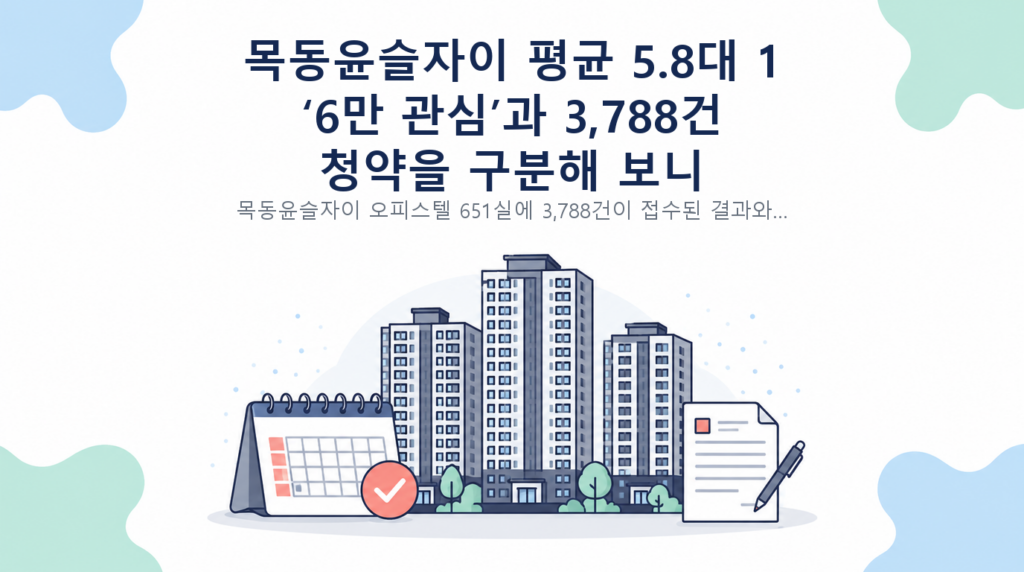 목동윤슬자이 평균 5.8대 1 — ‘6만 관심’과 3,788건 청약을 구분해 보니 핵심 내용 안내