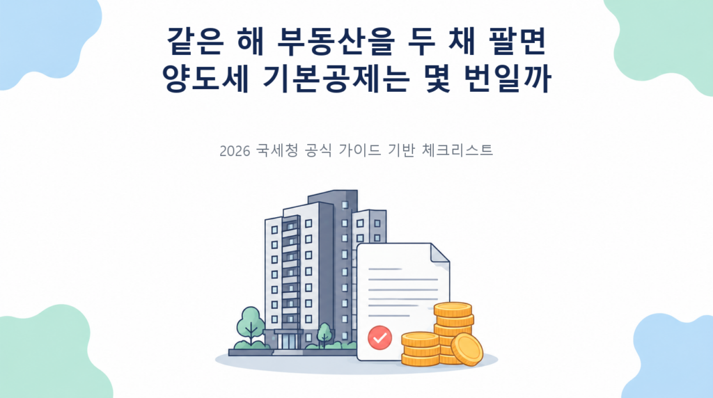 같은 해 부동산을 두 채 팔면 양도세 기본공제는 몇 번일까의 핵심 판단 기준과 준비서류 안내
