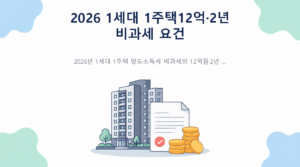2026년 1세대 1주택 양도세 비과세 12억원 2년 보유 및 거주 요건 안내