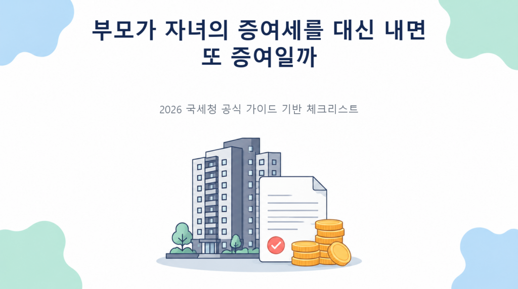 부모가 자녀의 증여세를 대신 내면 또 증여일까의 핵심 판단 기준과 준비서류 안내