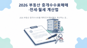 2026 부동산 중개수수료의 매매 전세 월세 요율과 복비 계산 공식 안내