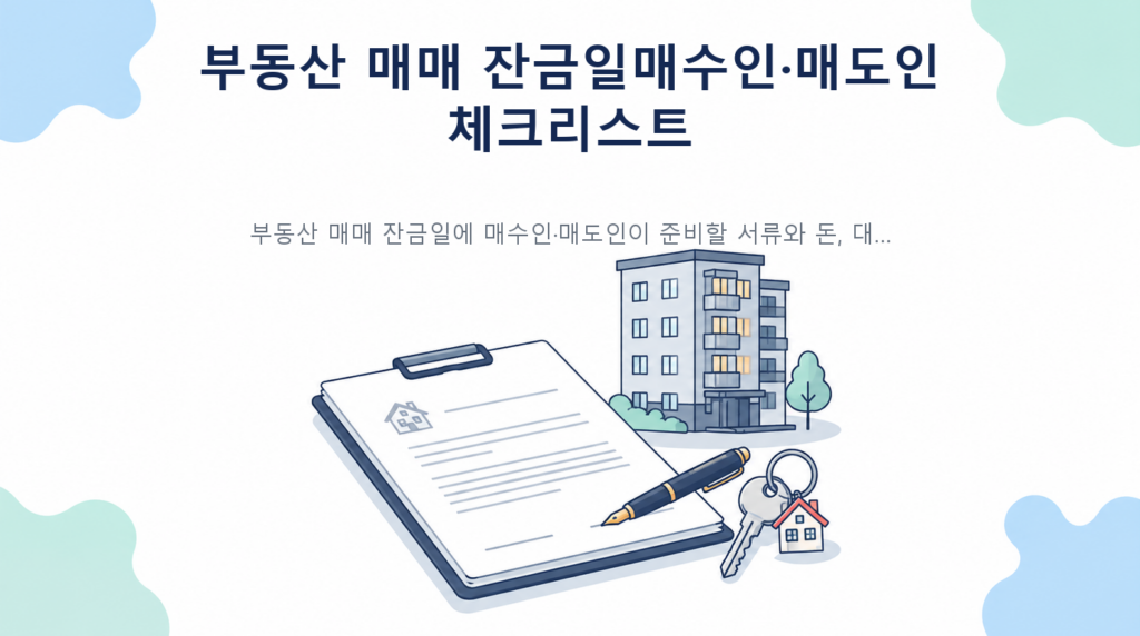 부동산 매매 잔금일에 매수인과 매도인이 확인할 서류 송금 등기 인도 절차 체크리스트