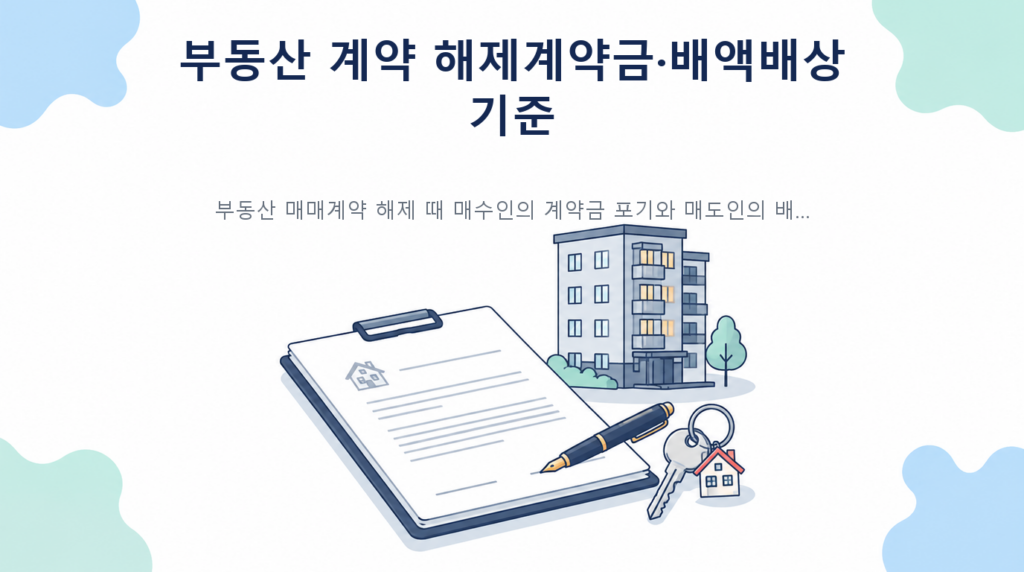 부동산 매매계약 해제 시 계약금 포기 배액상환 중도금 이행 착수 기준 안내