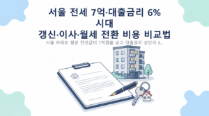 서울 전세 7억·대출금리 6% 시대 — 갱신·이사·월세 전환 비용 비교법 핵심 내용 안내