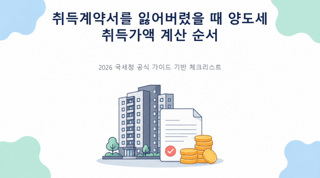 취득계약서를 잃어버렸을 때 양도세 취득가액 계산 순서의 핵심 판단 기준과 준비서류 안내