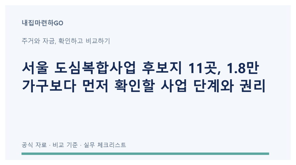 서울 도심복합사업 후보지에서 지구 지정, 사업계획 승인, 착공, 입주로 이어지는 단계 안내